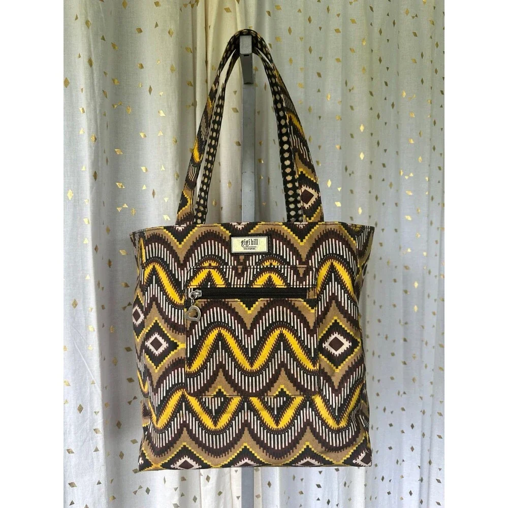 Gigi Hill Sunburst Coated Canvas Tote Shoulder Bag Matching Zip Around Wallet